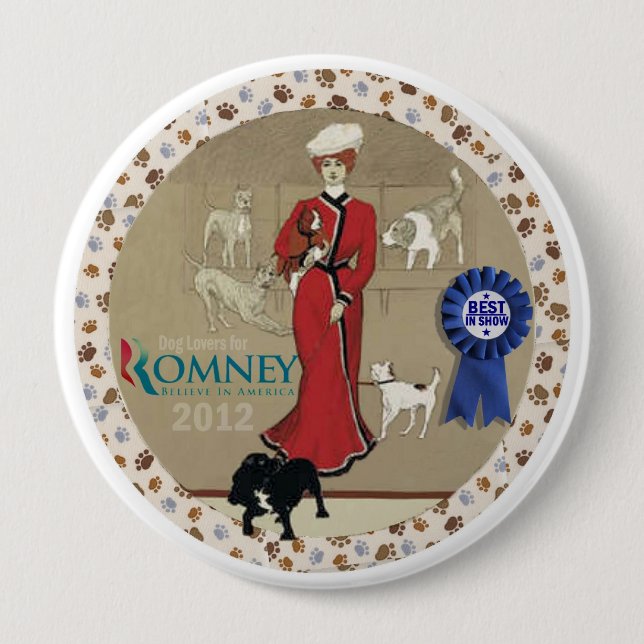 Dog Lovers for Romney Button (Front)