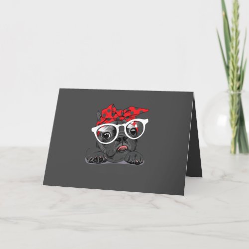 Dog Lovers  French Bulldog Portrait In A Headband Holiday Card