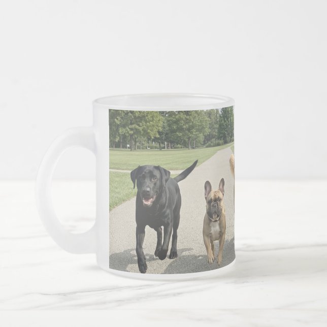 Dog Lovers Frosted Glass Coffee Mug (Left)