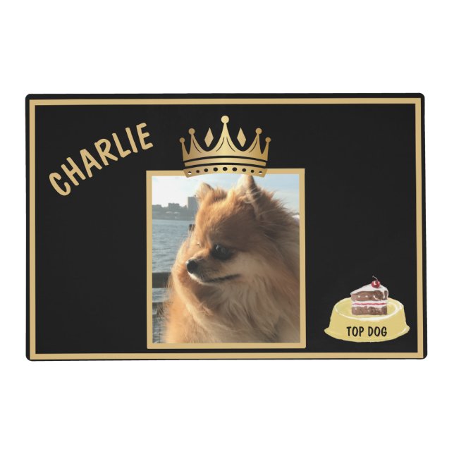 Dog Lovers Fun Photo Name Pet Food Placemat (Front)