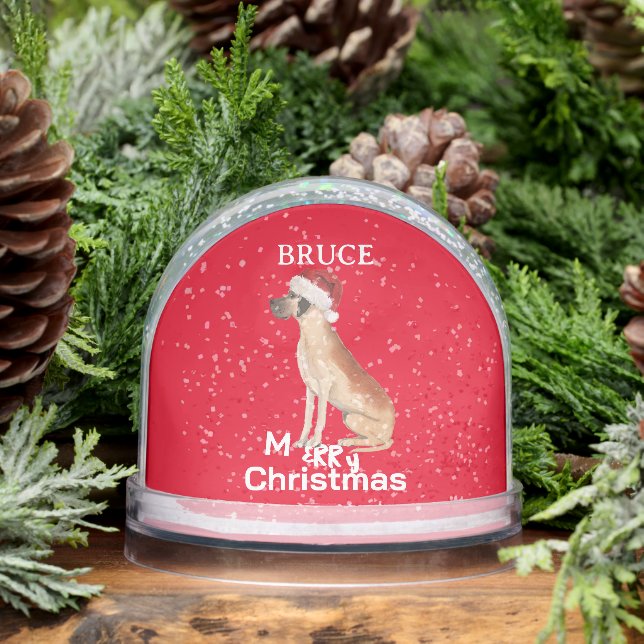 Dog Lovers Fun Red Merry Christmas  Snow Globe (Winter)