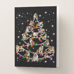 Dog Lovers Funny Bulldog Christmas Tree Ornament Pocket Folder