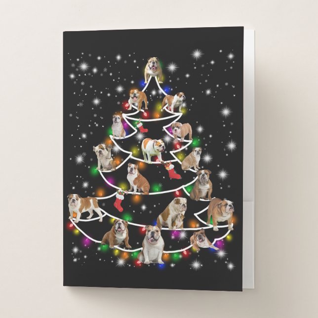 Dog Lovers | Funny Bulldog Christmas Tree Ornament Pocket Folder (Front)