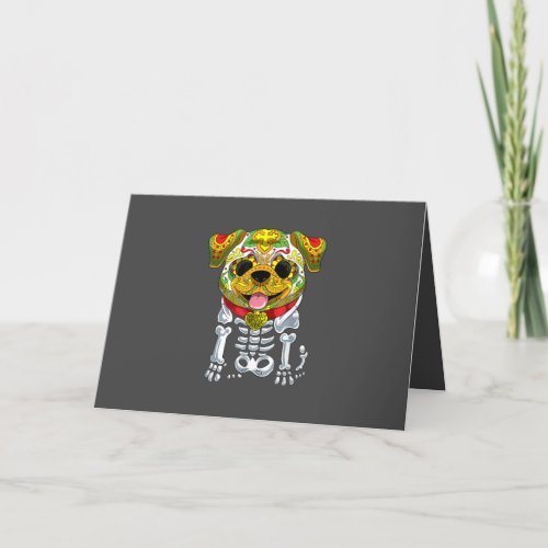 Dog Lovers   Funny Halloween With Bulldog Skull Holiday Card