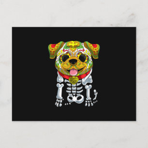 Dog Lovers    Funny Halloween With Bulldog Skull Holiday Postcard