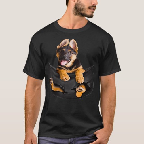 Dog Lovers Gifts German shepherd In Pocket Funny T_Shirt