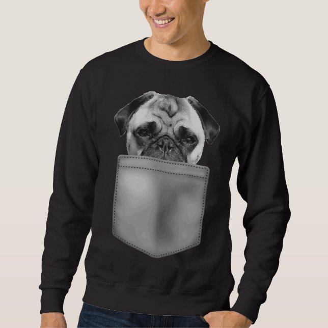 Dog Lovers Gifts Pug In Pocket Funny Dog Face Prem Sweatshirt (Front)