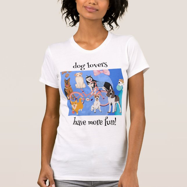 Dog Lovers Have More Fun Pink Bicycle and Blue T-Shirt (Front)