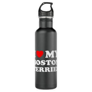 Dog Lovers Heart I Love My Boston Terrier Stainless Steel Water Bottle