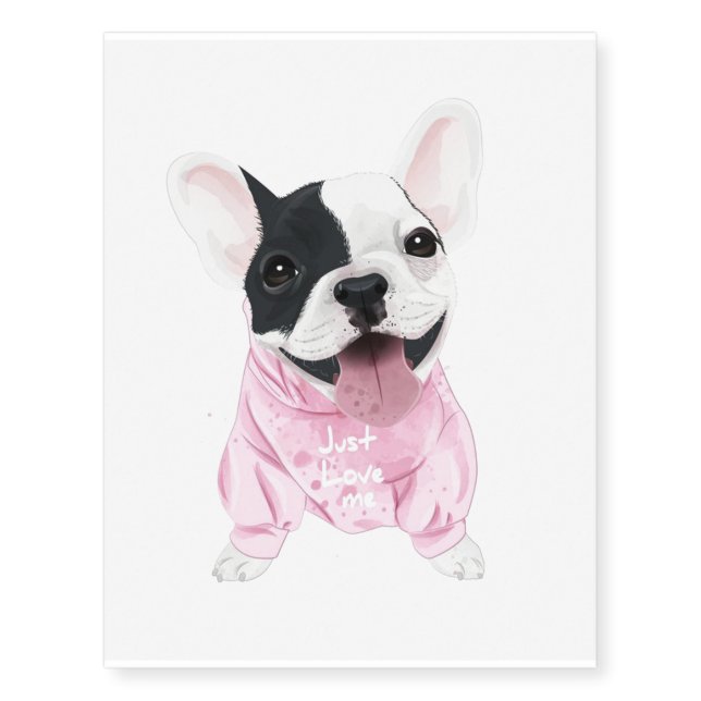 Dog Lovers | Just Love Me, Love Dog Temporary Tattoos (Front)