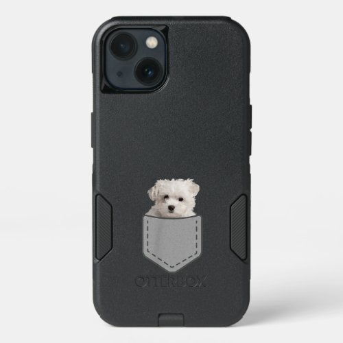 Dog Lovers  Maltese Puppy Dog In Pocket iPhone 13 Case