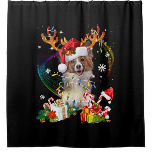 Dog Lovers  Papillon Christmas Present Shower Curtain