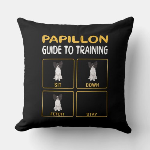 Dog Lovers  Papillon Guide To Training Throw Pillow