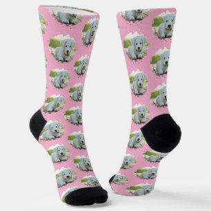 Dog Lovers Personalized Photo Pattern Pink Socks