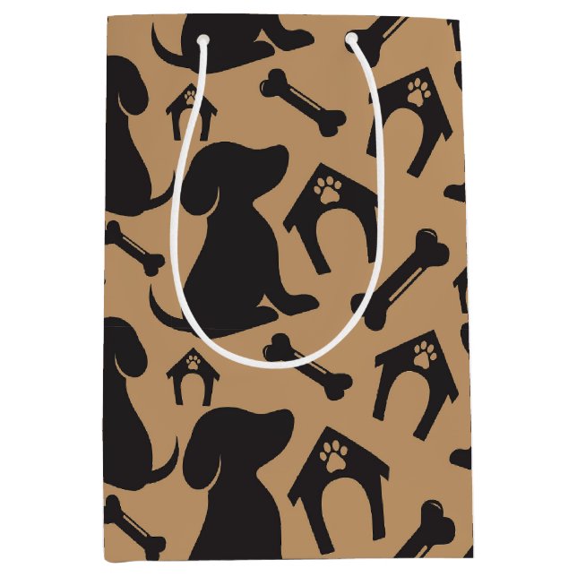 Dog lovers; pets; dogs; paws; cute; pugs; medium gift bag (Front)