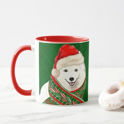 Dog Lovers Plaid Japanese Spitz Holiday Mug