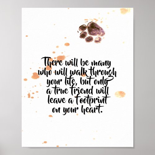 dog lovers quote poster paw print design