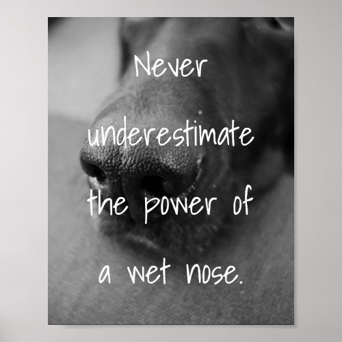 dog lovers quote the power of a wet nose poster