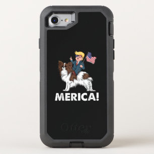 Dog Lovers   Trump Riding Papillon Merica OtterBox Defender iPhone SE/8/7 Case
