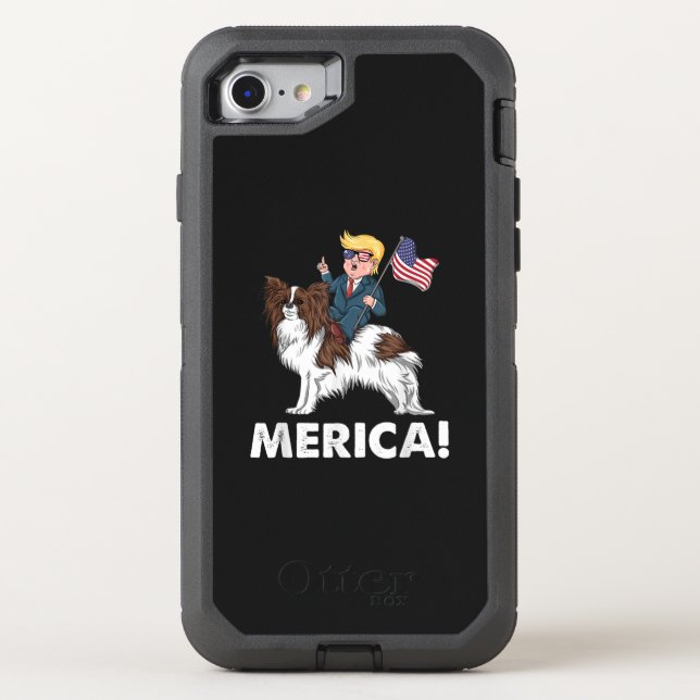 Dog Lovers | Trump Riding Papillon Merica Otterbox iPhone Case (Back)