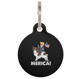 Dog Lovers | Trump Riding Papillon Merica Pet ID Tag