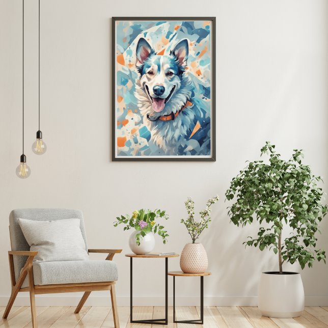 Dog Lovers Wall Art/ blue tone [3/3]  Poster (Creator Uploaded)