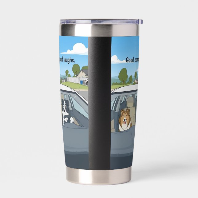 Dog lovers water bottle, Sheltie & border collie Insulated Tumbler (Left)