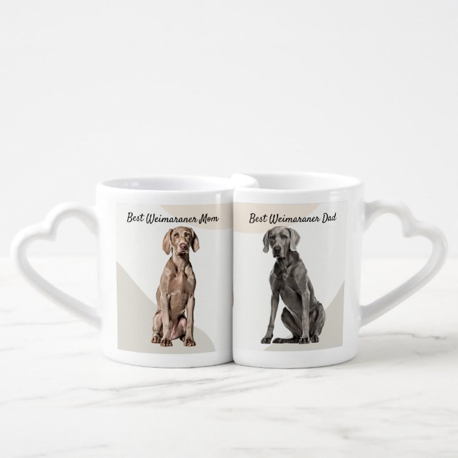 Dog Lovers Weimaraner Best Mom, Best Dad  Coffee Mug Set (Front Nesting)