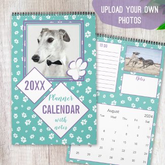 Dog lovers Your own photos Paws on teal Planner
