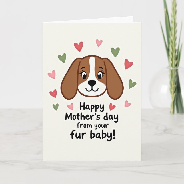 Dog Loves Mom Happy Mothers Day Card (Front)