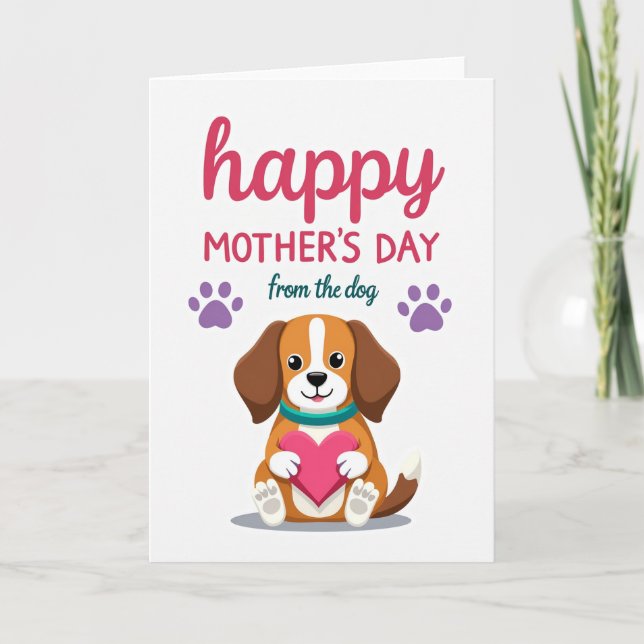 Dog Loves Mothers Day Heart Card (Front)