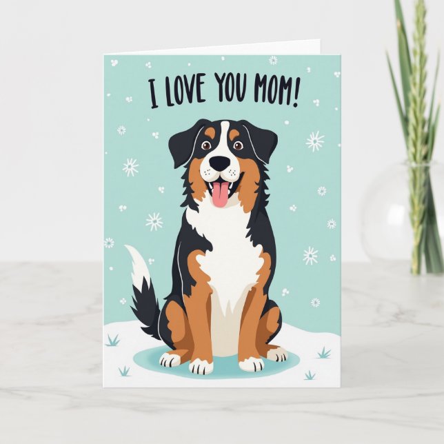 Dog Loves You Mom Illustration Card (Front)