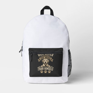 Dog Loves You More Than Himself Vintage Printed Backpack