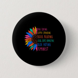 Dog Loving Coffee Drinking Book Reading Social Jus Button
