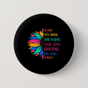 Dog Loving Coffee Drinking Book Reading Social Jus Button