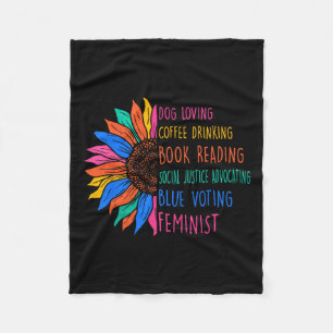 Dog Loving Coffee Drinking Book Reading Social Jus Fleece Blanket