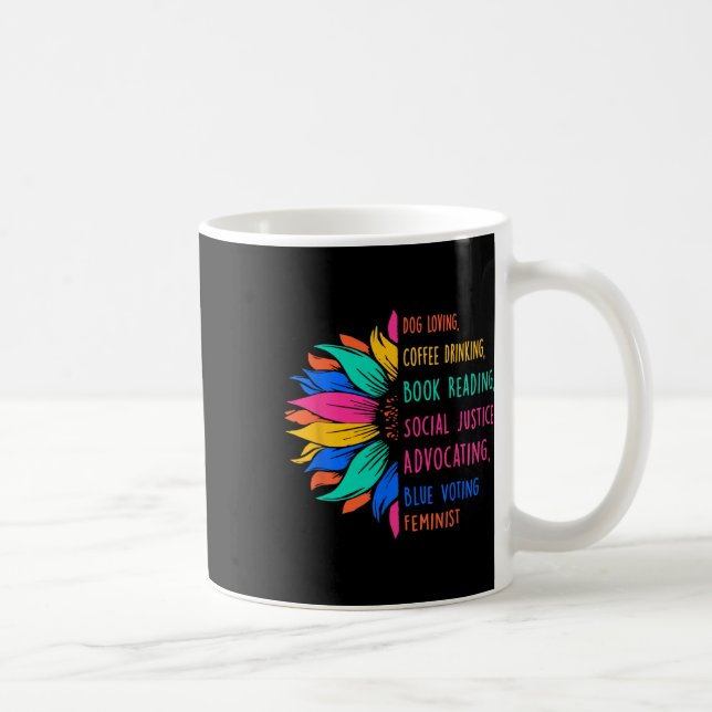 Dog Loving Coffee Drinking Book Reading Social Jus Mug (Right)