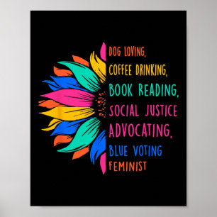 Dog Loving Coffee Drinking Book Reading Social Jus Poster