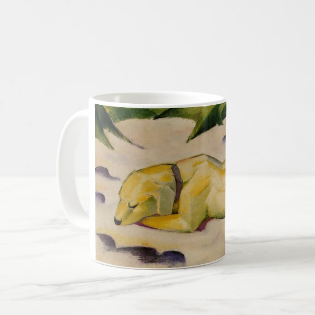 Dog Lying in the Snow (by Franz Marc) Coffee Mug (Front Left)