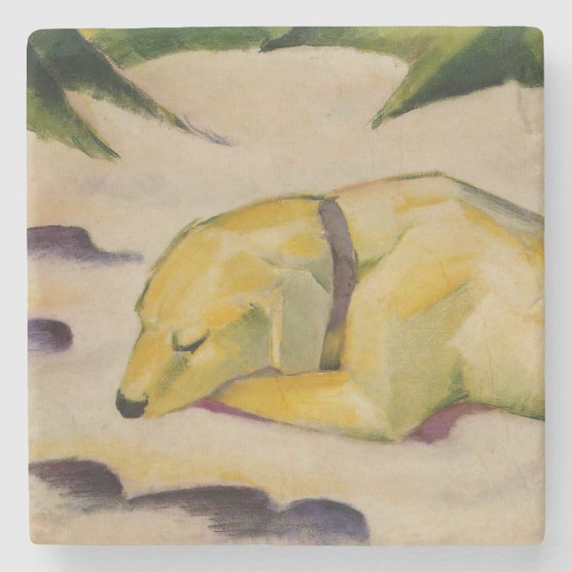 Dog Lying in the Snow (by Franz Marc) Stone Coaster (Front)