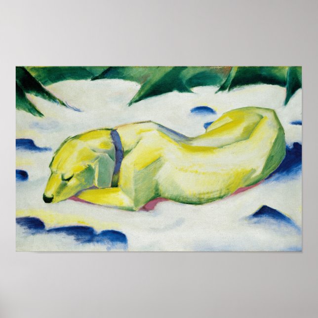 Dog Lying in the Snow painting by Franz Marc Poster (Front)
