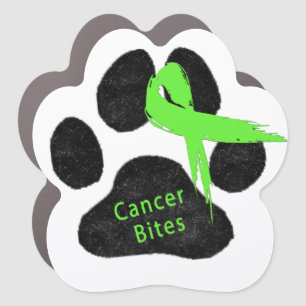 Dog Lymphoma Ribbon Paw Print Green Black Car Magnet