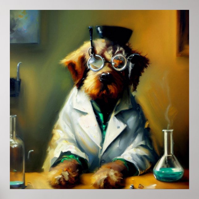 Dog Mad Scientist Poster (Front)