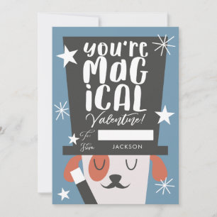 Dog Magician Kids Classroom Valentines Day Holiday Card