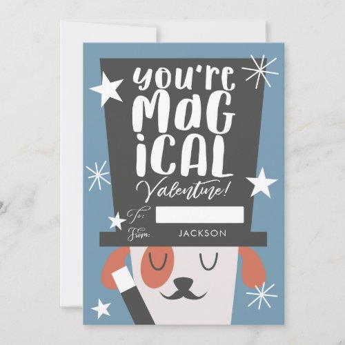 Dog Magician Kids Classroom Valentines Day Holiday Card