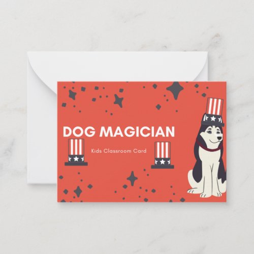Dog Magician Kids Classroom Valentines Note Card