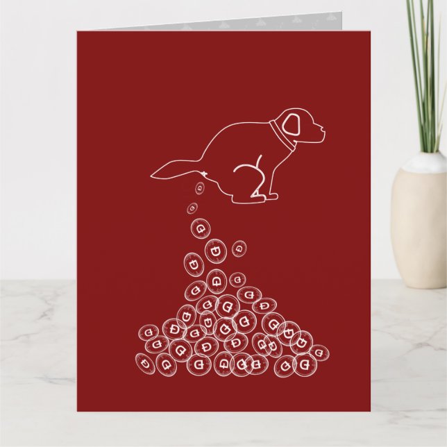 dog making dogecoins wrapping paper medium gift ba card (Front)