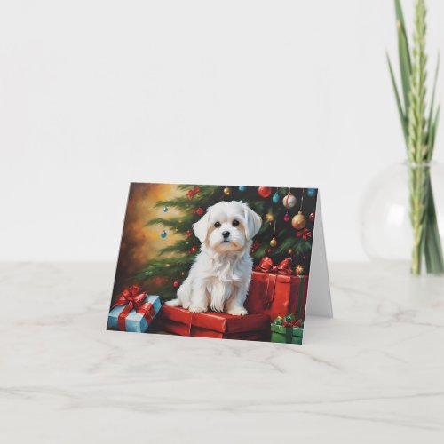 Dog Maltese Christmas Art Card