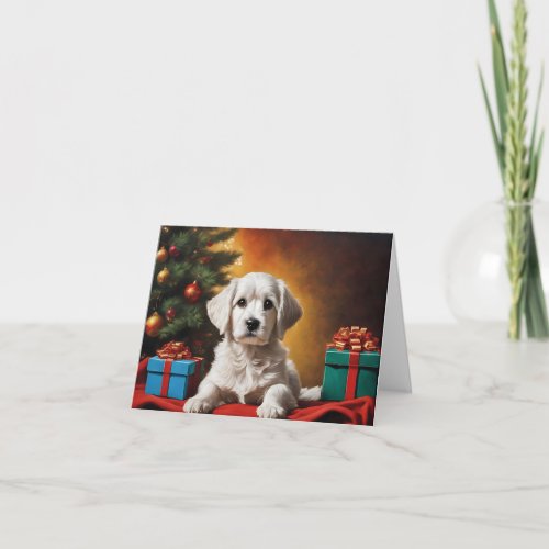 Dog Maltese Christmas Art Card