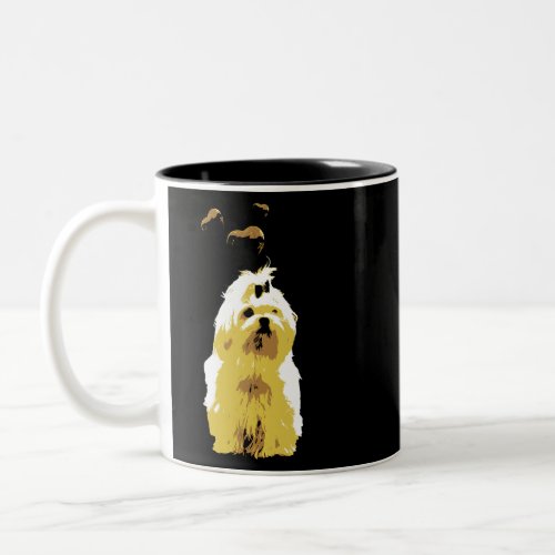 Dog Maltese Cute Retro Maltese dog with hearts vin Two_Tone Coffee Mug